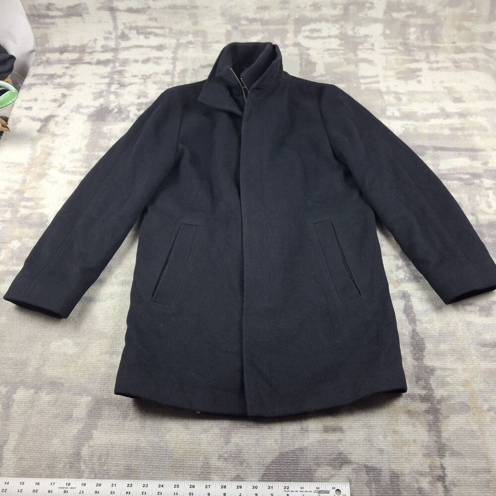 Cardinal of Canada Wool Car Coat Mens Large Black Insulated Bib Overcoat Jacket
